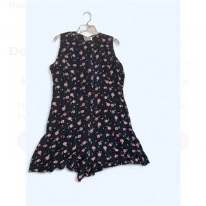 Honors Vintage Target brand az L/XL blue pink Floral Sleeveless Romper shorts